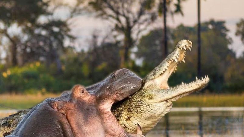 Crocodile vs Hippo