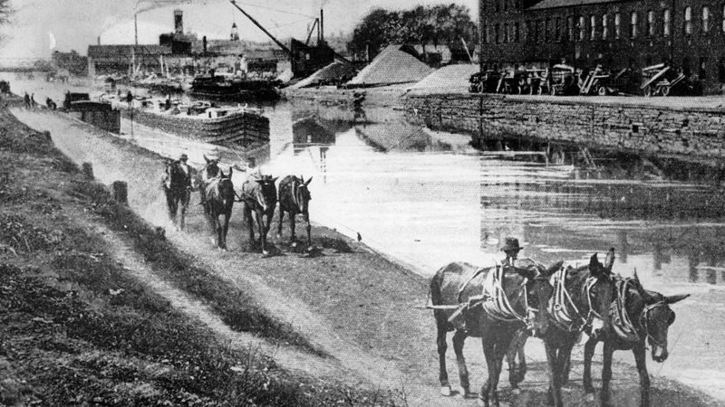 Horse-drawn Canal Barge Worker